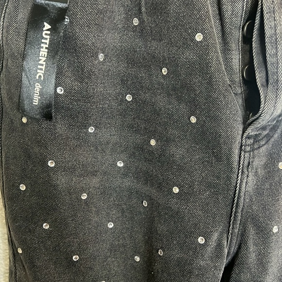 Simple Society Straight Super High Rise Button Fly size 15/32 Black studded - Picture 5 of 6